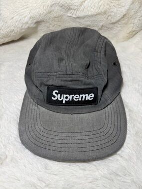 Supreme Gray Five-Panel Camp Cap with Box Logo Patch